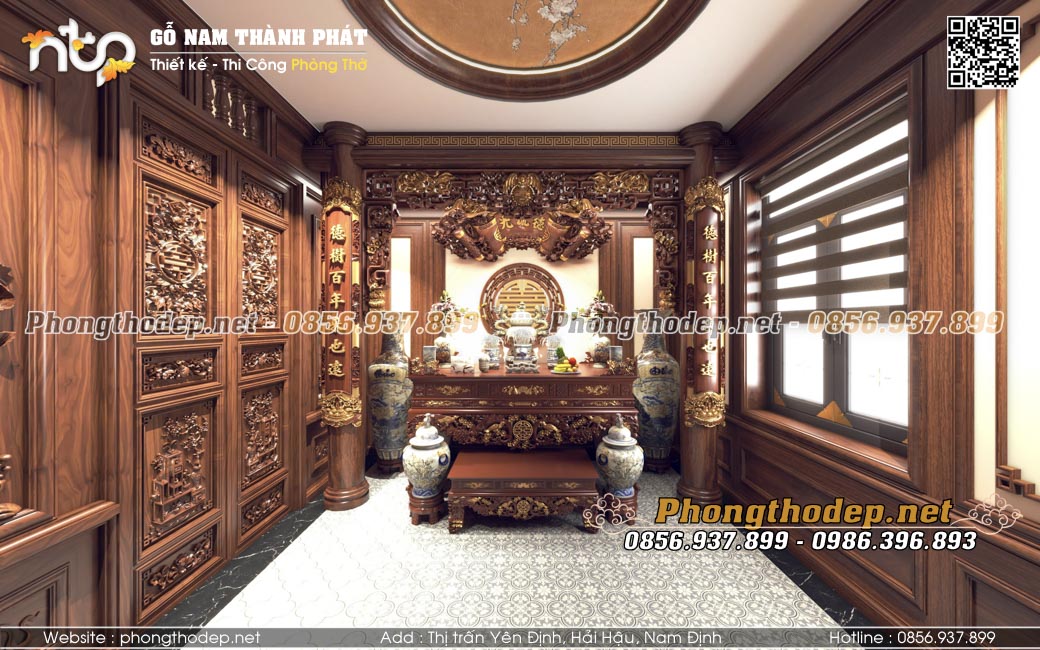 Nội thất phòng thờ gỗ tự nhiên đẹp chuẩn phong thủy